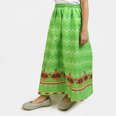 Girls Cotton independence day Long Skirt Ikat - Green
