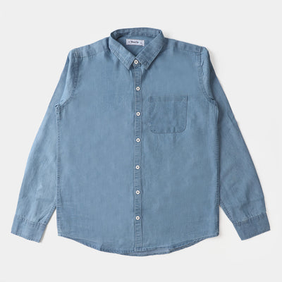 Teens Boys Casual Shirt Basic Denim - Ice Blue