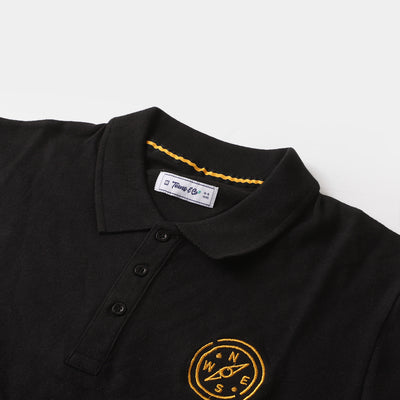 Teens Boys Fashion Polo T-Shirt Nautical - Jet Black