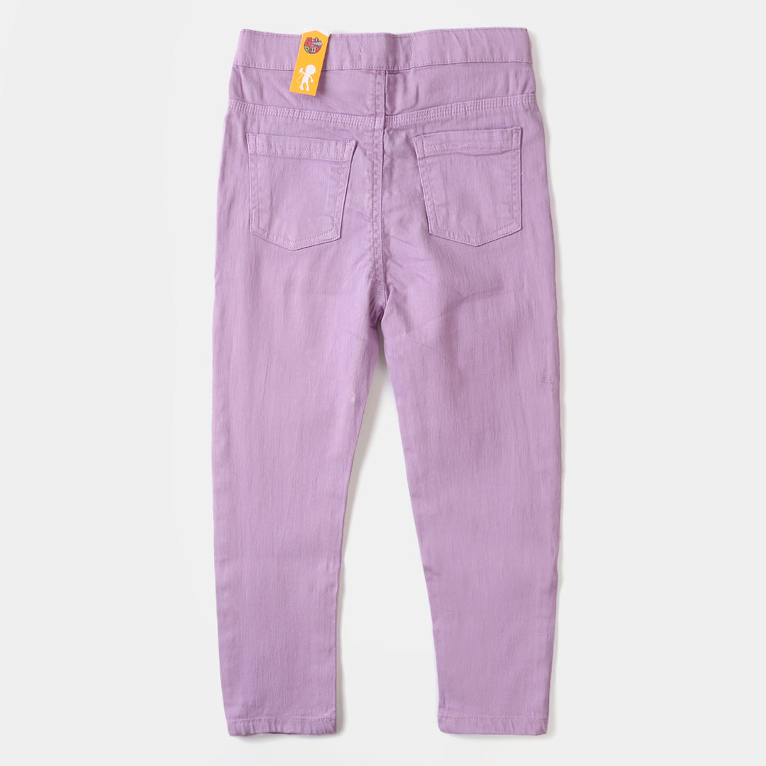 Girls Cotton Jagging Cotton Basic  Lavender