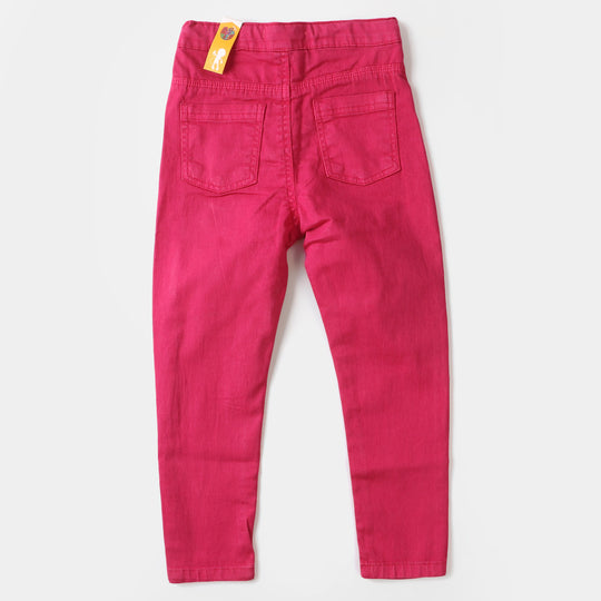 Girls Cotton Jagging Cotton Basic  Fuchsia