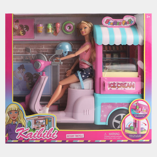 Doll With Ice Cream Car Play Set