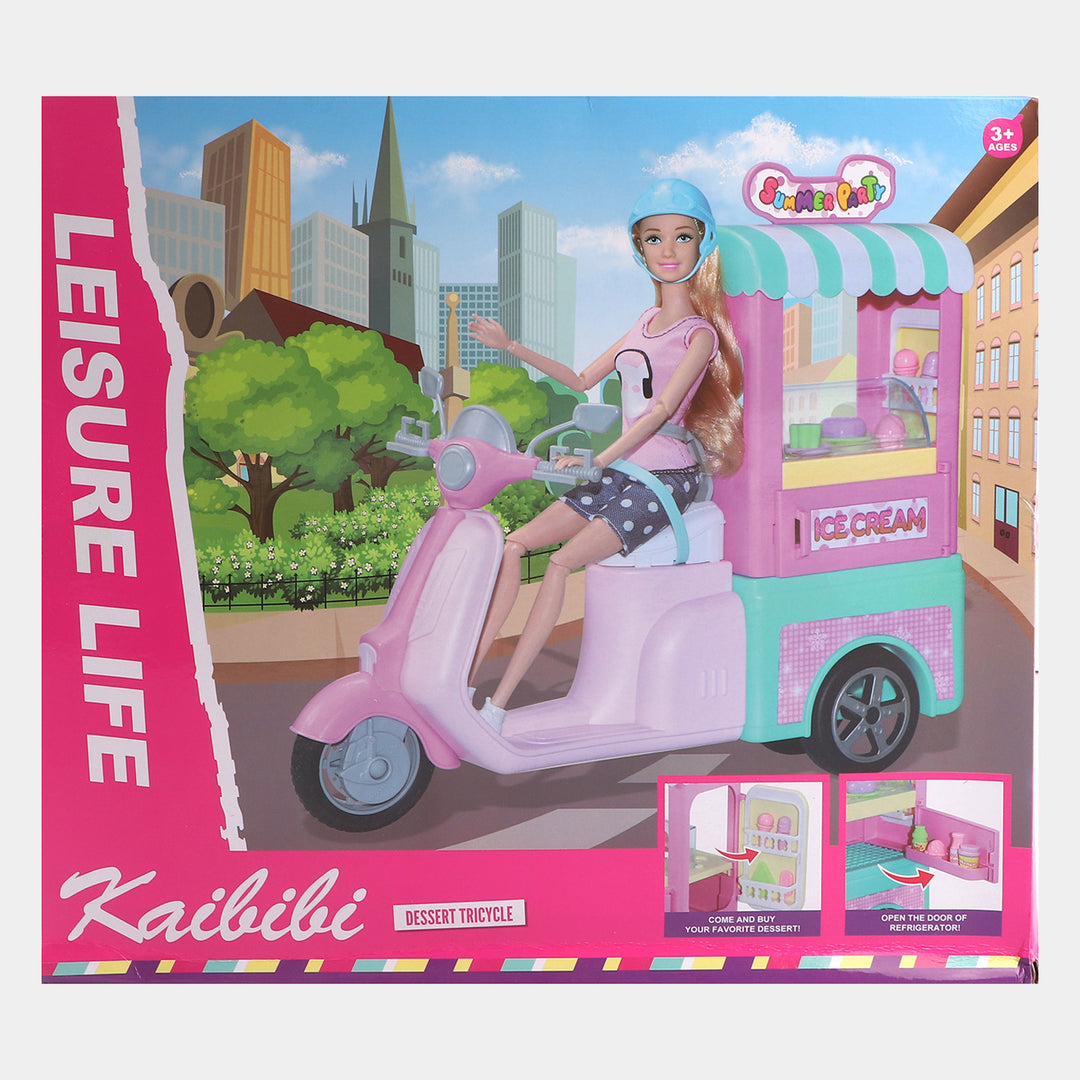 Doll With Ice Cream Car Play Set
