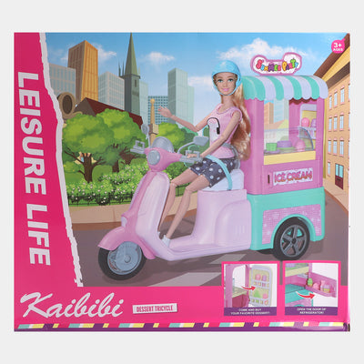 Doll With Ice Cream Car Play Set