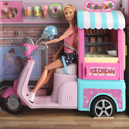Doll With Ice Cream Car Play Set