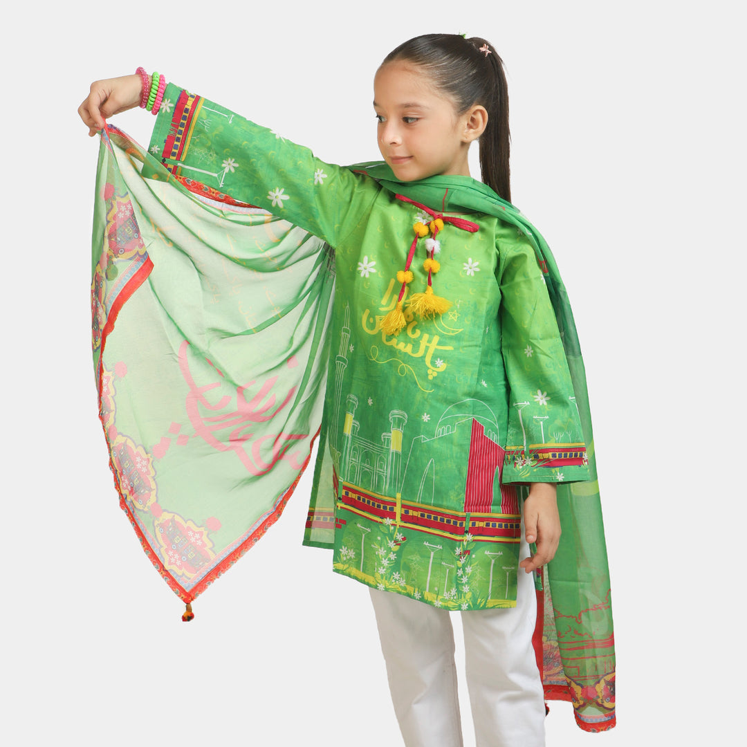 Girls Chiffon Independence Dupatta Jevay Jevay Pakistan - Green