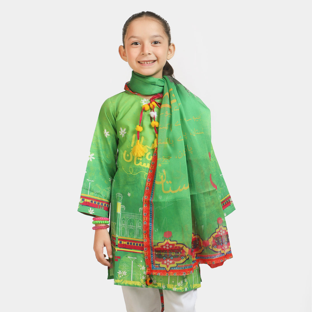 Girls Chiffon Independence Dupatta Jevay Jevay Pakistan - Green