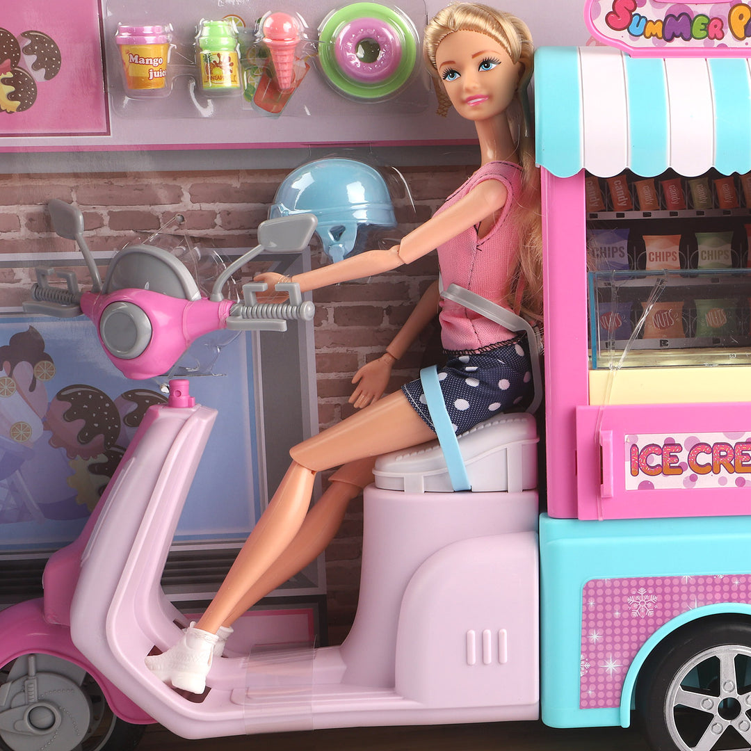 Doll With Ice Cream Car Play Set