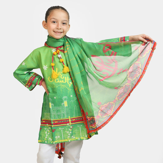 Girls Chiffon Independence Dupatta Jevay Jevay Pakistan - Green