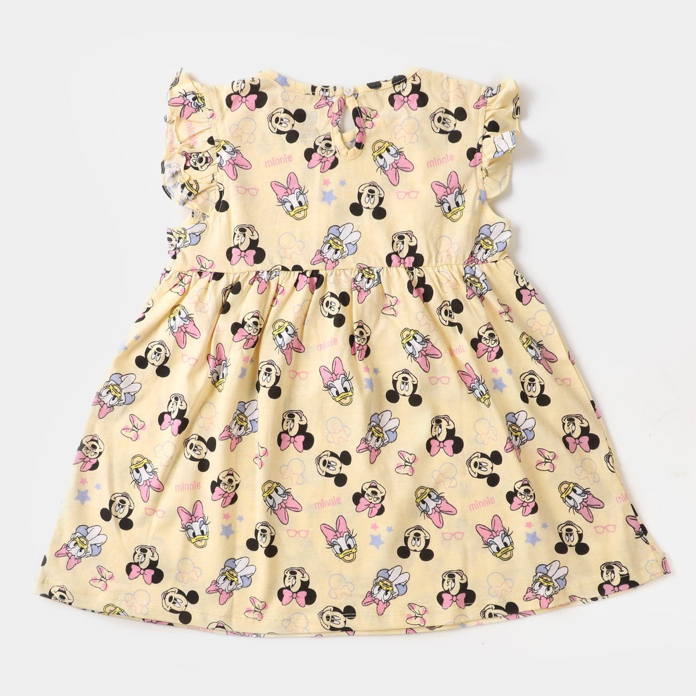 Girls Knitted Frock Printed- Alabaster