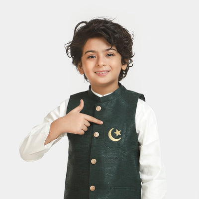 Boys 3 Piece Suit Chand Sitara Azadi - White