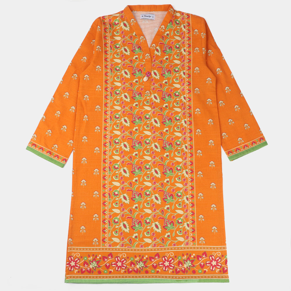 Teens Girls khaddar  2PCs Suit Goldy-ORANGE