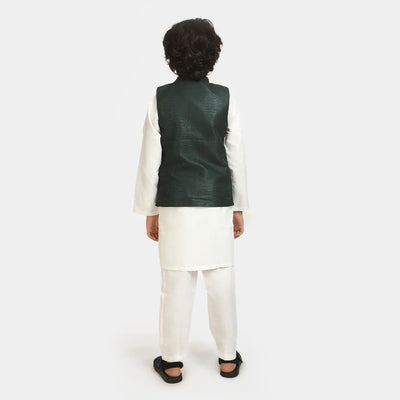 Boys 3 Piece Suit Chand Sitara Azadi - White