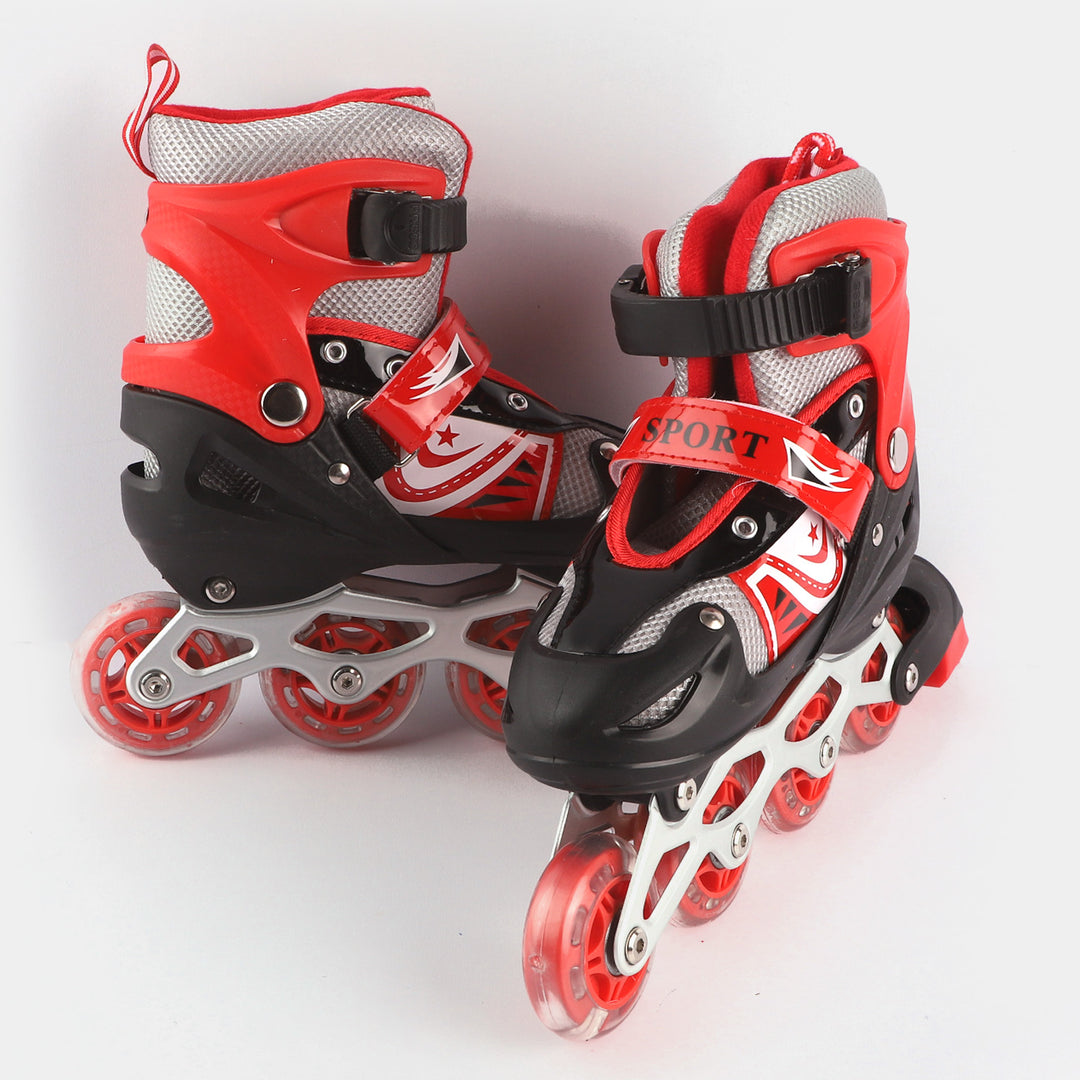 SPORTS SKATE SHOES WITH 6 IN 1 SAFETY PADS SET - RED