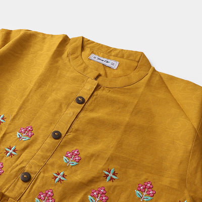 Teens Girls Embroidered Top Luminar - Mustard