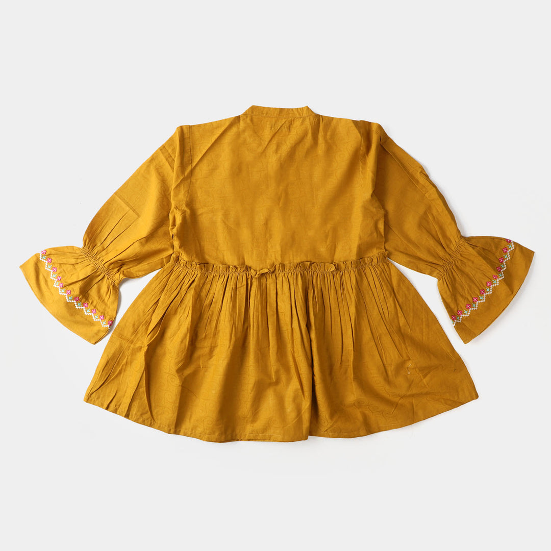 Teens Girls Embroidered Top Luminar - Mustard