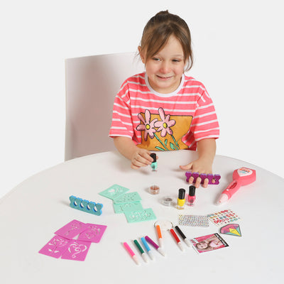 2 IN 1 Tattoo & Nail Art Play Set For Girls