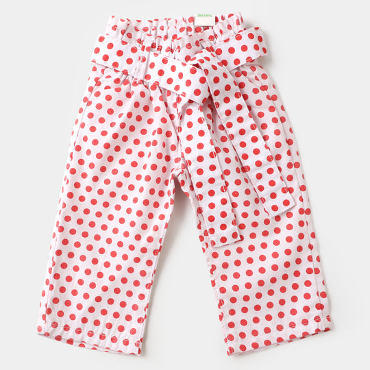 Infant Girls Pant Polka Dots - White