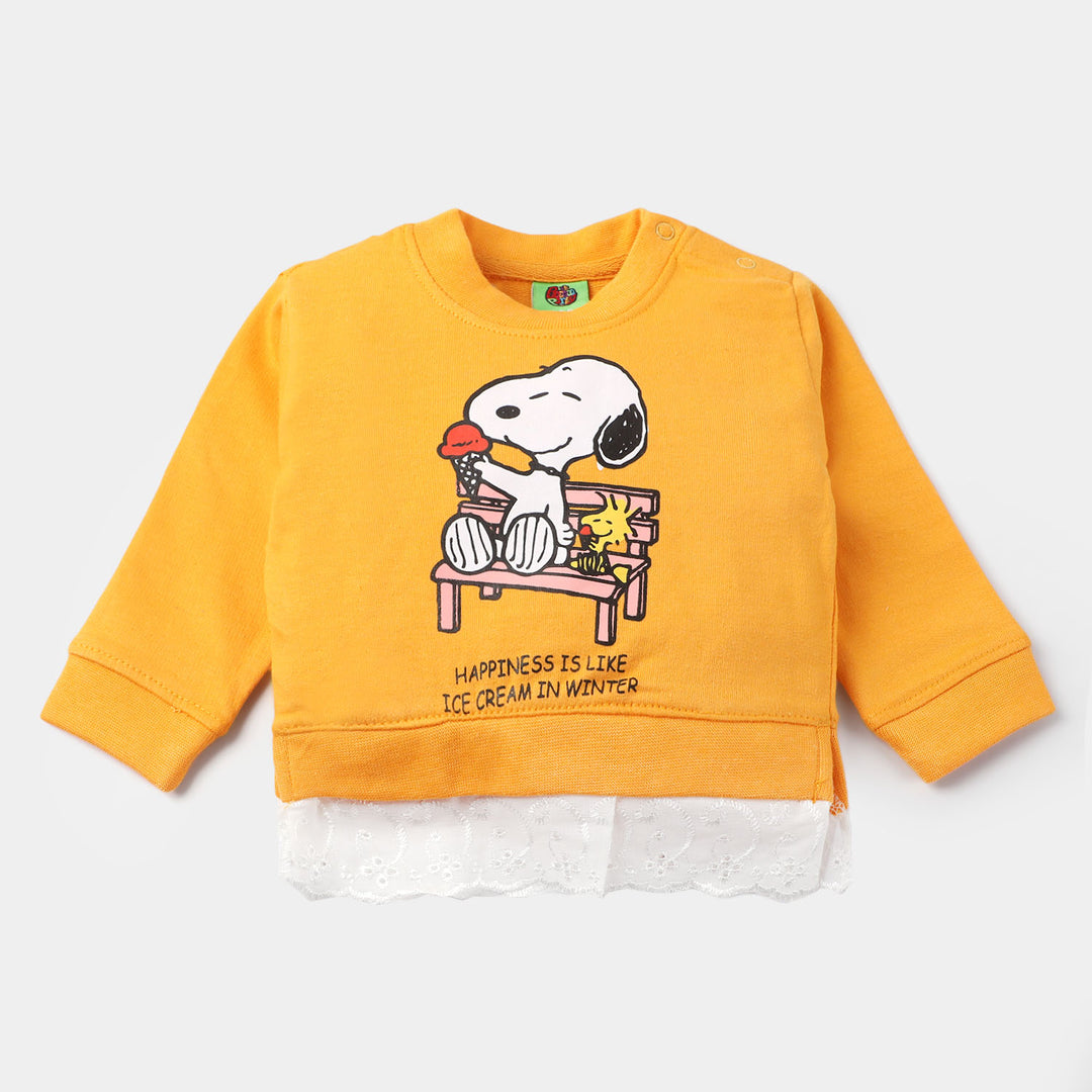 Infants Girls Fleece Sweatshirt Happiness-Citrus