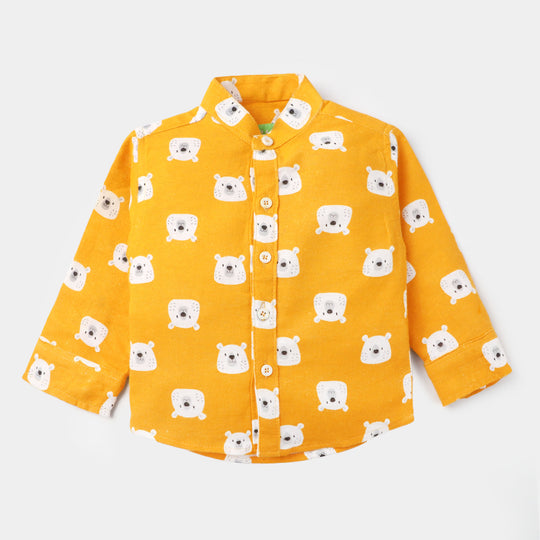 Infant Boys Flannel Casual Shirt Bear-Citrus