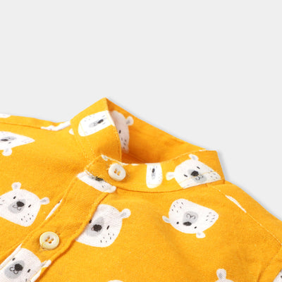 Infant Boys Flannel Casual Shirt Bear-Citrus