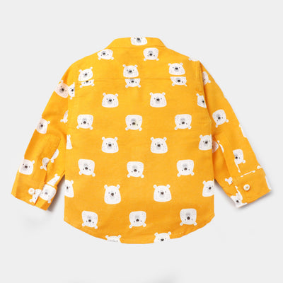 Infant Boys Flannel Casual Shirt Bear-Citrus