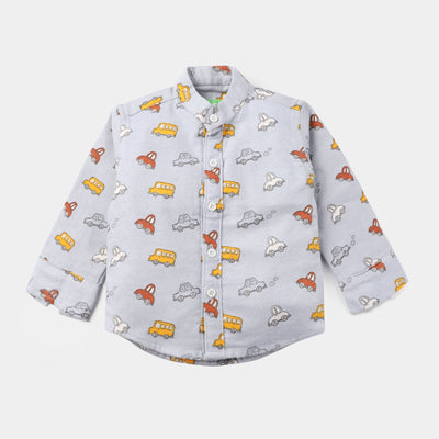 Infant Boys Flannel Casual Shirt Cars-GREY