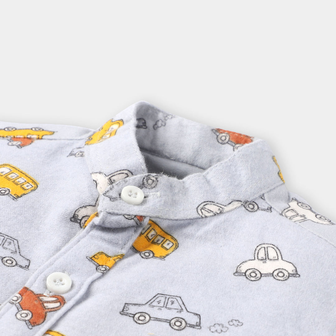 Infant Boys Flannel Casual Shirt Cars-GREY