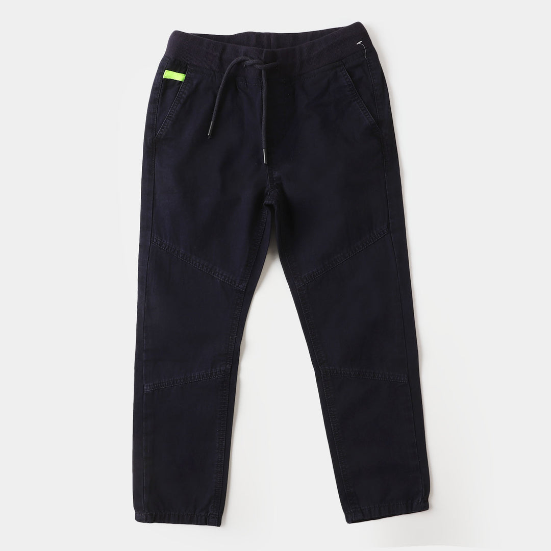 Boys Cotton Pant Rib NeonTape - Navy Blue