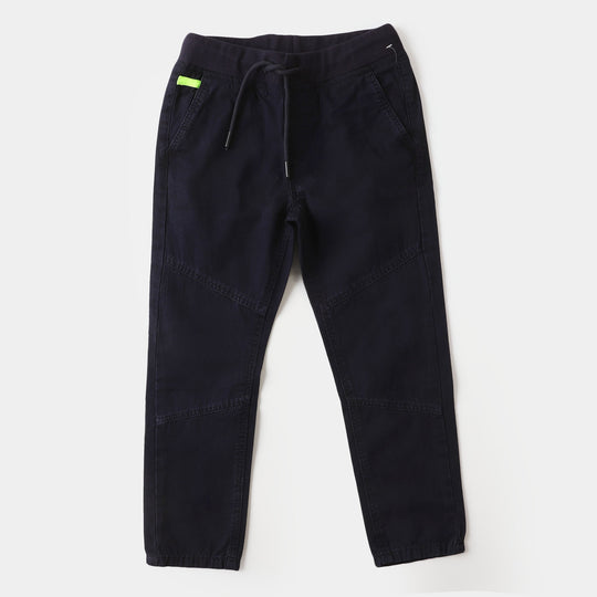 Boys Cotton Pant Rib NeonTape - Navy Blue