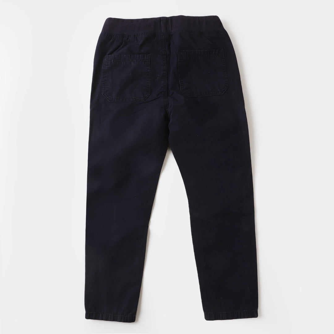 Boys Cotton Pant Rib NeonTape - Navy Blue