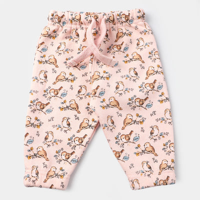 Infant Fleece Girls Sleeping Pajama Birds - Light Pink