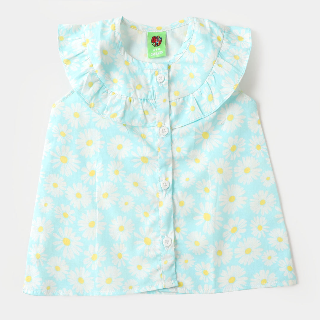 Infant Girls Woven 2PC Suit Sun Flower - SKY BLUE