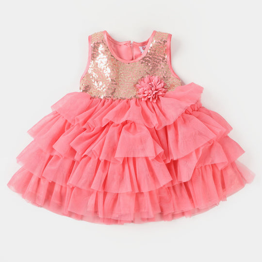 Infant Girls Fancy Frock Sequins - Pink