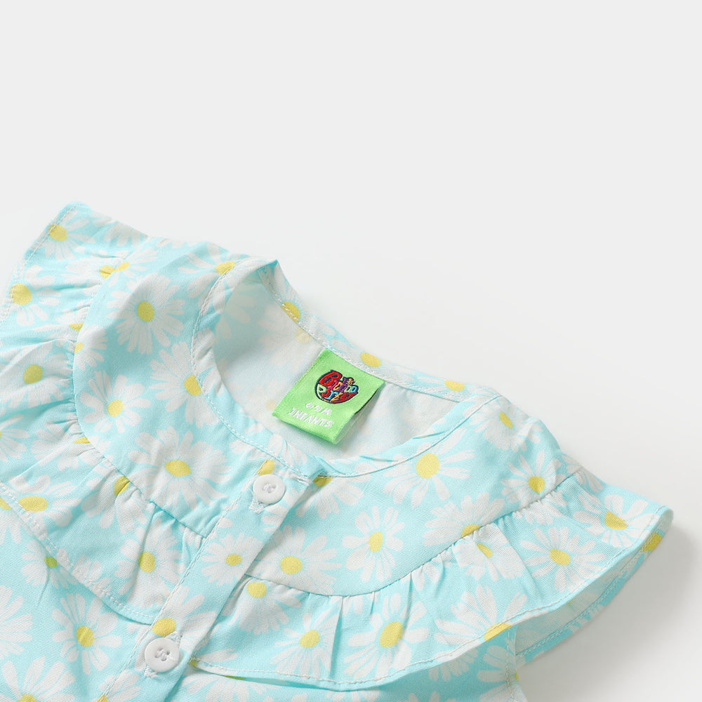 Infant Girls Woven 2PC Suit Sun Flower - SKY BLUE