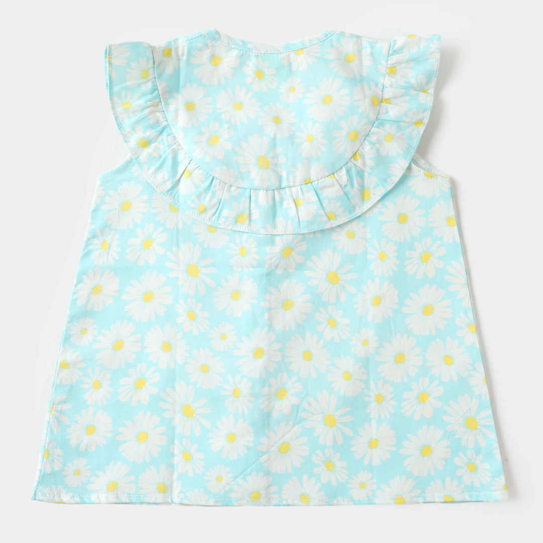 Infant Girls Woven 2PC Suit Sun Flower - SKY BLUE