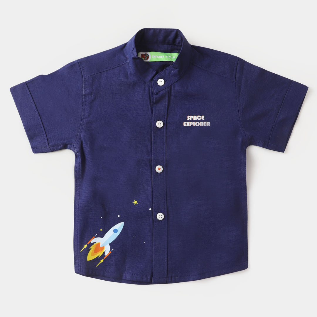 Infant Boys Casual Shirt Space Explorer - Navy Blue