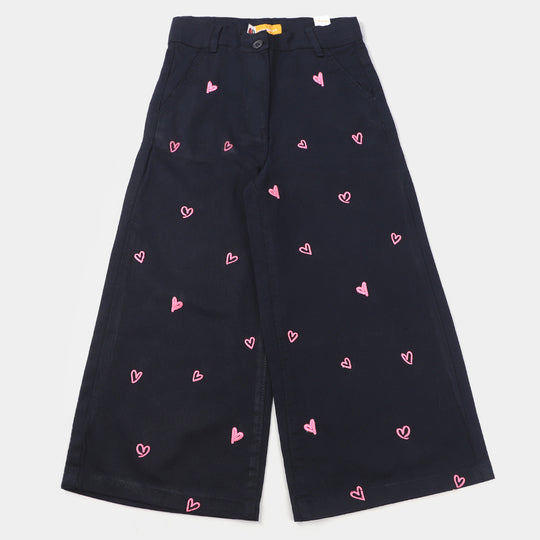 GIRLS COTTON PANT PRINTED Hearts -NAVY