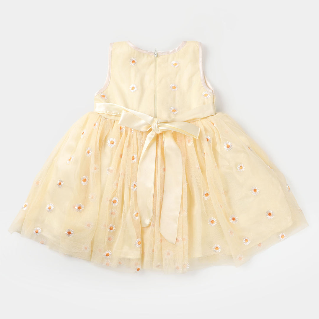 Infant Girls Fancy Frock Flowers - Cream