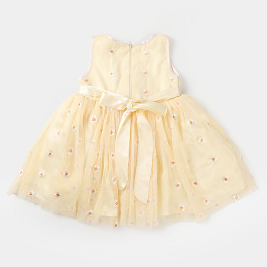 Infant Girls Fancy Frock Flowers - Cream