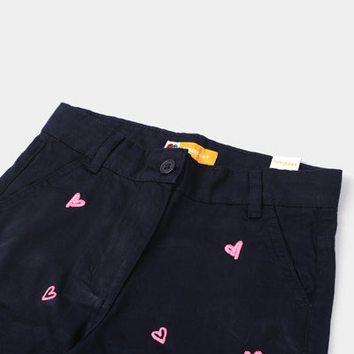 GIRLS COTTON PANT PRINTED Hearts -NAVY