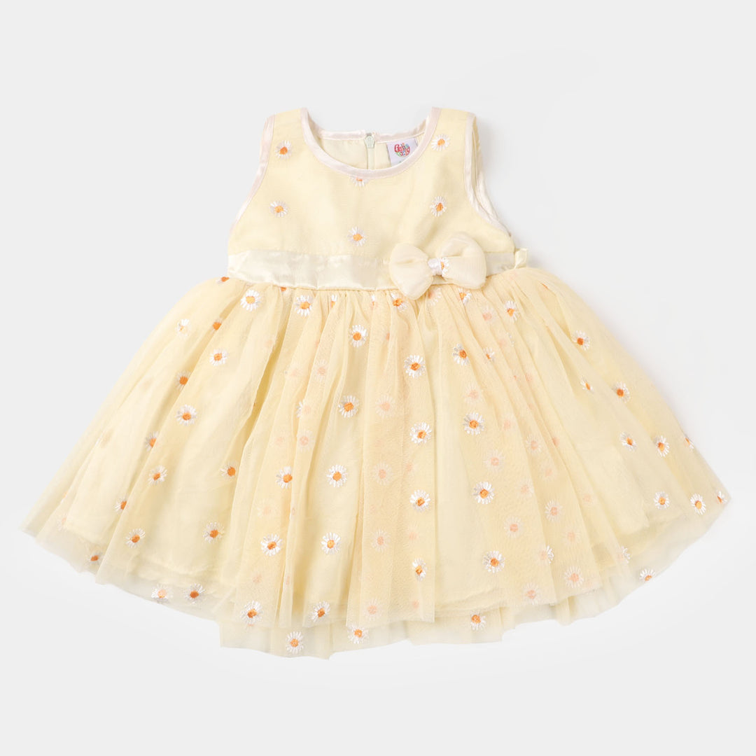 Infant Girls Fancy Frock Flowers - Cream