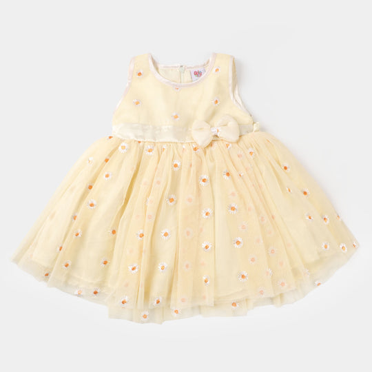 Infant Girls Fancy Frock Flowers - Cream
