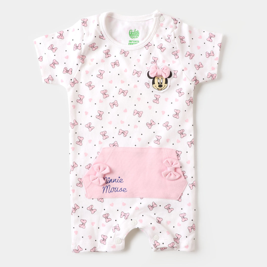 Infant Girls Knitted Romper Minnie Face - White