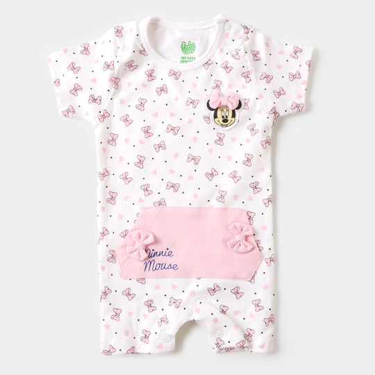 Infant Girls Knitted Romper Minnie Face - White