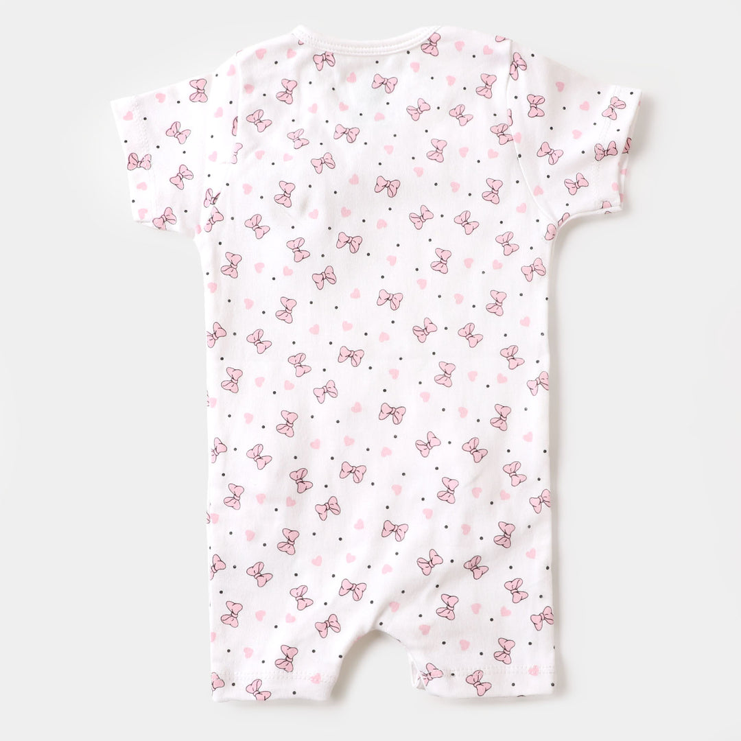 Infant Girls Knitted Romper Minnie Face - White
