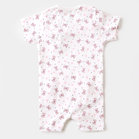 Infant Girls Knitted Romper Minnie Face - White