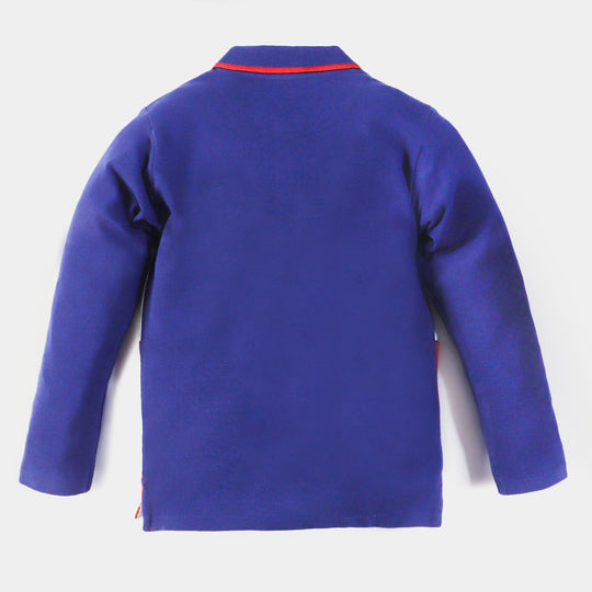 Boys Cotton Polo T-Shirt Character - Navy Blue