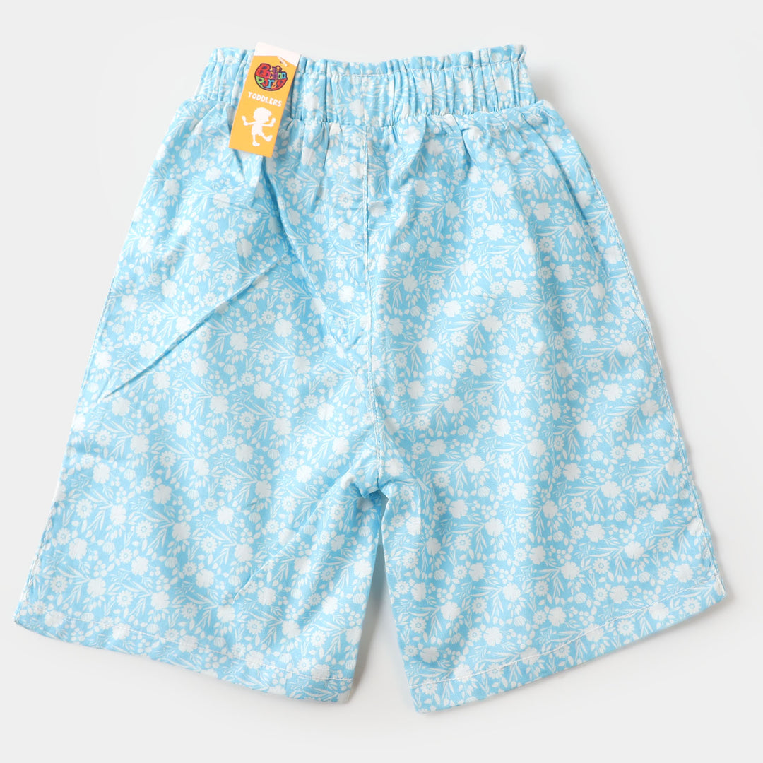 Girls Cotton Short Small Floral - Blue