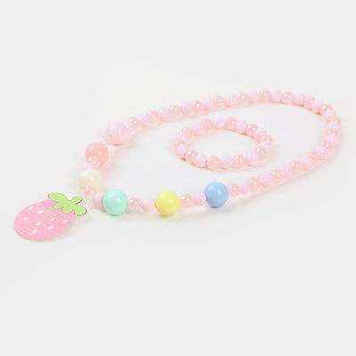 Girls Charm Beaded Necklace & Bracelet